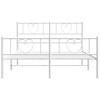 vidaXL Sturdy Metal Bed Frame with Headboard and Footboard, White Steel Double Bed - 3 of 4