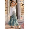 Slickblue Women's Plus Size Lace Trim Wide Leg Pants - Elastic Waist - Casual to Dressy - Lagoon - Size XL-2XL - 3 of 4