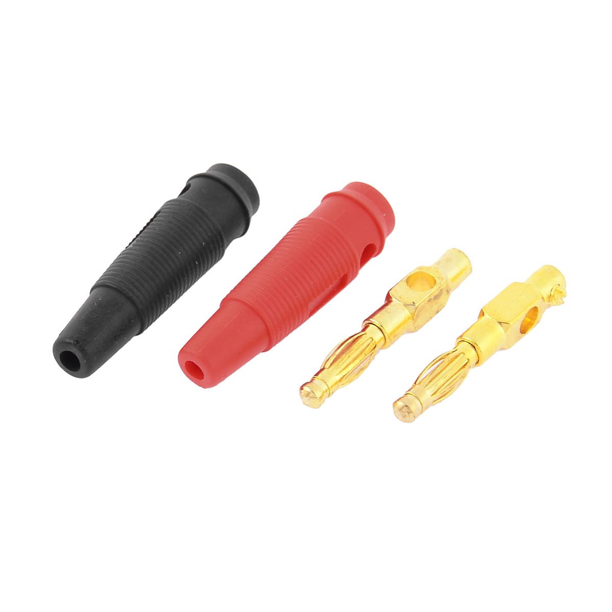 Unique Bargains Metal Plastic Banana Connector Red Black Gold Tone 6 Pcs - thumbnail 2