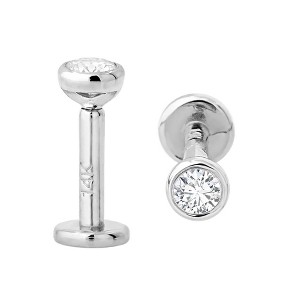 Jewelry Avalanche Unisex 14K Gold Bezel Set 2.5mm Diamond Labret Studs, Monroe, Lip Ring, 16G - 1 of 4