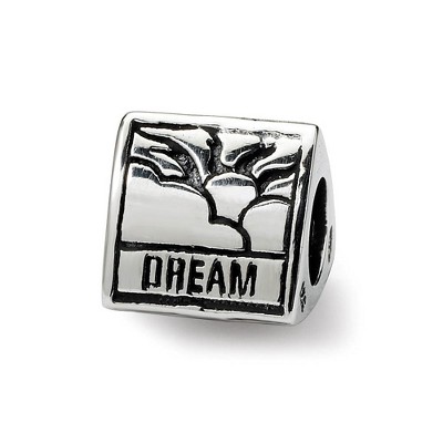Black Bow Jewelry Sterling Silver Dream, Believe and Succeed 3-Sided Bead Charm