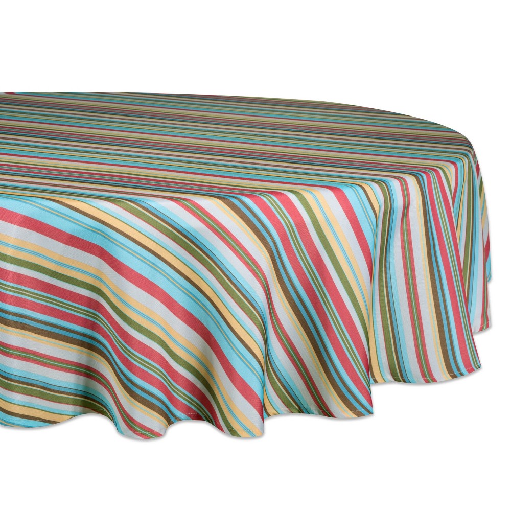 Photos - Tablecloth / Napkin 60"R Summer Stripe Outdoor Tablecloth with Zipper - Design Imports