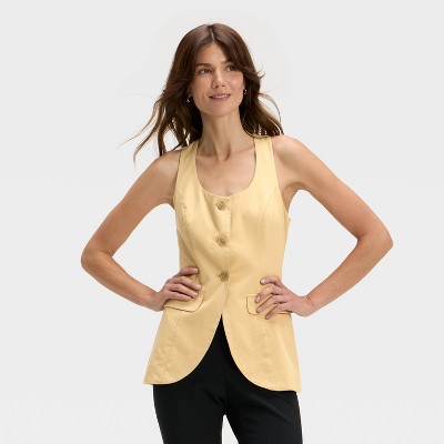 Women's Linen Blend Vest - A New Day™