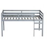 Dolonm Solid Rubber Wood Twin Loft Bed with Ladder, Low-Height Design & Strengthened Slats, 78.6"L x 42.5"W x 44.3"H, Ample Under-Bed Storage - 2 of 4