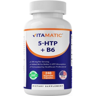5-HTP 200mg with B6 5mg Per Serving - 240 Vegetarian Capsules