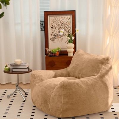 Lyngins Faux Fur Bean Bag Chairs for Kids and Adults,Comfy Lazy Chairs with Back Support and High-Density Shredded Foam for Living Room