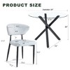Lyngins Modern Round Glass Dining Table Set – Transparent Top with X-Shaped Black Metal Base & 4 PU Chairs with a Vertical Stripe Design - 2 of 4