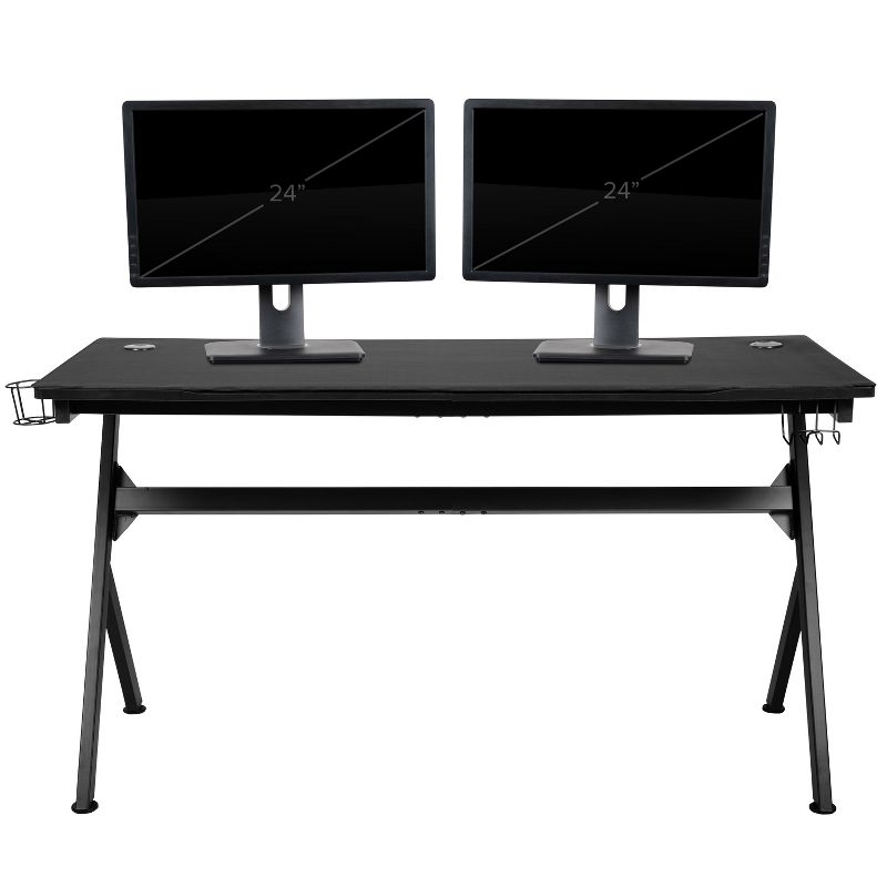 BlackArc Black Gaming Desk Featuring Detachable Cupholder/Headphone Hook, Two Cable Management Holes & Removable Mousepad Top, 6 of 11
