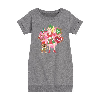 JoJo Siwa Oh Snap Graphic Short Sleeve Fleece Dress - Heather Grey - 2T