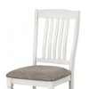 Royal Hampton Side Dining Chair Set of 2, Rustic White Wood, Gray Fabric, Slat Back - 4 of 4