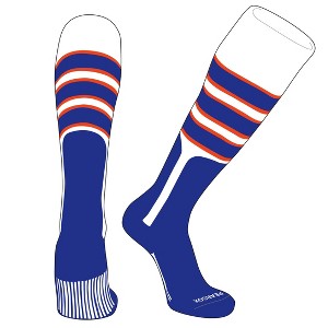 PEAR SOX OTC Baseball Softball Stirrup Socks (C, 9in) White, Orange, Royal, Royal - 1 of 3