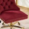 Gulches Wine Red Velvet Tufted Office Chair Golden Electroplated Metal Base, 360¡ãSwivel, Triple Elastic Cushion, Adjustable Desk Chair - 3 of 4