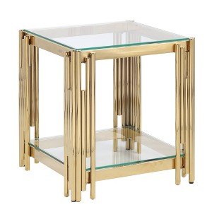 NicBex Modern 20.1" Square Coffee Table with Double Layer and Glass Top for Living Room and Office - 1 of 4