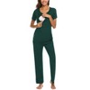 Ekouaer Women Maternity Nursing Pajama Set Breastfeeding Sleepwear Set Short Sleeve Top & Pants Postpartum Pajamas - 2 of 4