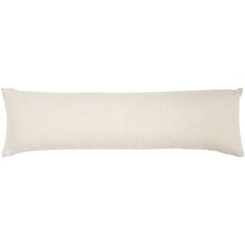 12"x40" Oversized Life Styles Woven Cotton Grid Indoor Lumbar Throw Pillow Beige - Mina Victory