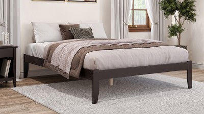 Espresso Wood Full Platform Bed with Charging Station