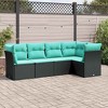 vidaXL Garden Sofa Set Black, Blue PE Rattan, Polyester, Powder-Coated Steel - 2 of 4