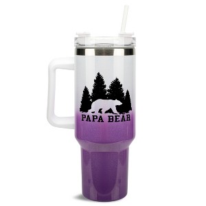 Elanze Designs Papa Bear Forest Trees Dad Grandpa 40 oz. Stainless Steel, Large Water Bottle Coffee Mug, Spill & Leak Resistant, Thermal Travel - 1 of 1