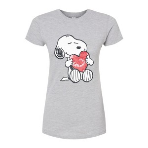 Women's - Peanuts - Snoopy With Heart Fitted Graphic T-Shirt - 1 of 3
