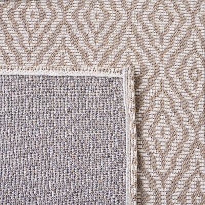 Taupe and Cream Wool Geometric Rectangular Area Rug