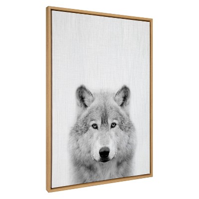 33" x 23" Sylvie Wolf Animal Print And Portrait By Simon Te Tai Framed Wall Canvas - Kate & Laurel