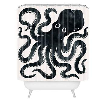 Avenie Minoan Octopus Shower Curtain Black - Deny Designs