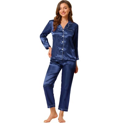 Cheibear Womens Pajama Sleepwear Button Down With Capri Pants Satin Lounge  Pjs Set Brown Small : Target