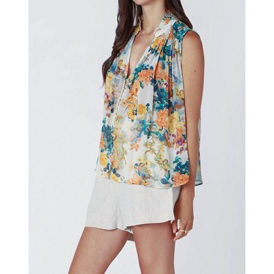 Women's Floral V Neck Button Front Blouse - Dex Clothing