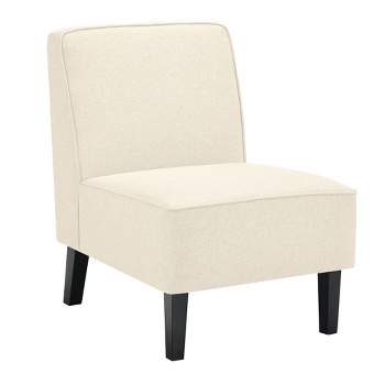 Costway Modern Armless Accent Chair Fabric Single Sofa withRubber Wood Legs Beige/Gray
