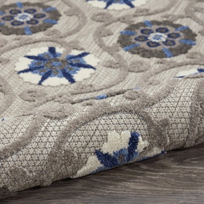 Aloha Floral Blue/Grey 3'6" x 5'6" Synthetic Area Rug