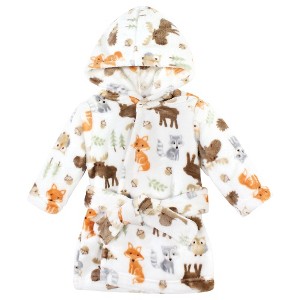 Hudson Baby Plush Animal Face Bathrobe, Woodland, 0-9 Months - 1 of 2