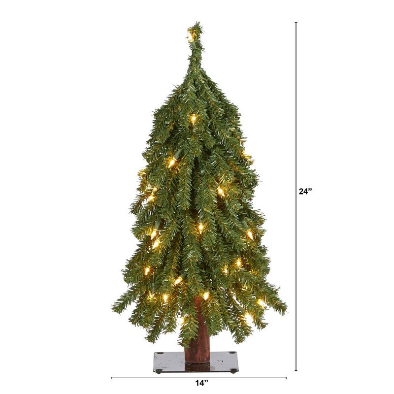 2ft Nearly Natural Pre-Lit Grand Alpine Artificial Christmas Tree Clear Lights, 3 of 9