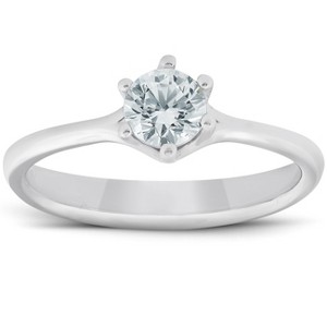 Pompeii3 1/2 Ct Diamond Solitaire Engagement Ring 6-Prong 14k White Gold - 1 of 4