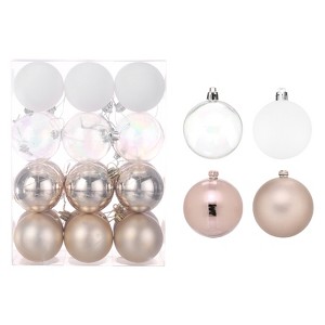 Unique Bargains Plastic Party Wedding Christmas Box Packed Hanging Ornament Balls 2.4" 24 Pcs - 1 of 4