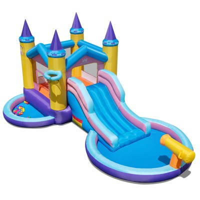 Safstar Kids Inflatable Water Slide w/ Slide Splash Pool Water Cannon Blower Excluded
