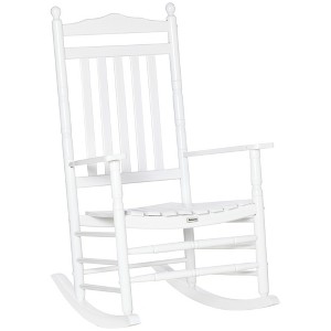 Traditional Wooden High-Back Rocking Chair for Porch, Indoor/Outdoor - 1 of 4