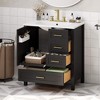 ORRD 30" Black Bathroom Vanity with Sink, Storage Cabinet with Soft-Close Door, 3 Drawers, and Removable Tray - 2 of 4