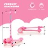 Infans Kick Scooter, Folding Lightweight Toddler Scooter w/LED Lighted Wheels, Adjustable Handlebar, Lean to Steer, Extra Wide Deck & Rear Brake, Pink - 2 of 4