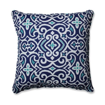 Outdoor/Indoor New Damask Blue Floor Pillow - Pillow Perfect