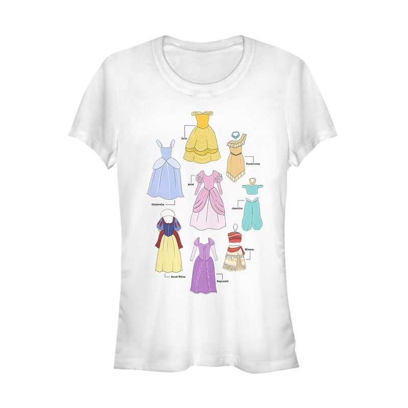 Juniors Womens Disney Princesses Favorite Outfit T-Shirt, 1 of 4