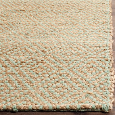 Natural Green Hand-Woven Jute Area Rug, 5' x 8'
