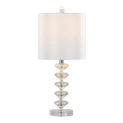 Set of 2 Clear Crystal Table Lamps with Off-White Shades