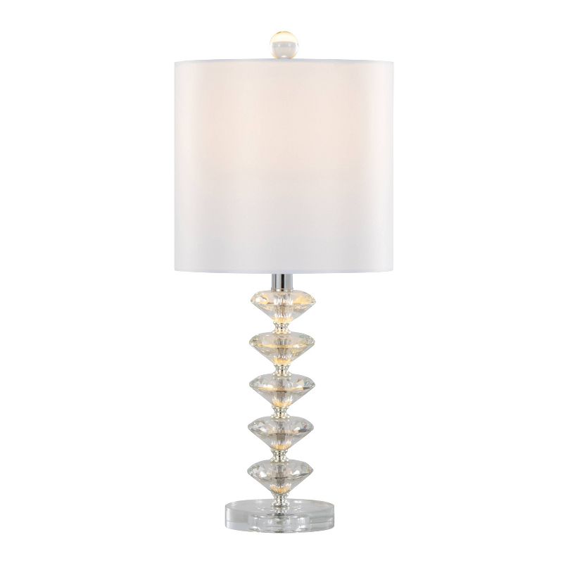 LumiSource (Set of 2) Diamond Stacked 23&#34; Contemporary Crystal Table Lamps with Off-White Shade and Chrome from Grandview Gallery, 3 of 6