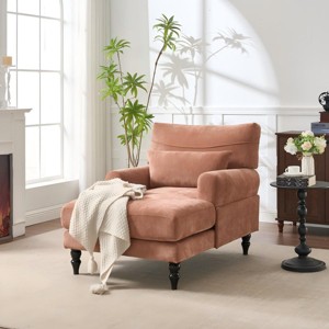 51.6" Modern Chaise Lounge Sleeper with Solid Wood Legs, Upholstered Recliner for Bedroom Living Room Study-3irtyhousy - 1 of 4