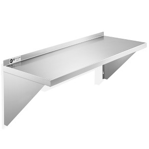 KUTLER Stainless Steel Shelf, NSF Commercial Wall Mount Shelves w/ Backsplash, Floating Metal Mounted Shelving for Restaurant, Kitchen, Home - 1 of 4