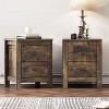 NicBex Set of 2 Nightstand with 2 Drawers,18.1 inch  Side Table with Retro Design and Storage Space,Bedside Table for Bedroom,Living Room,Gray/Brown - 2 of 4