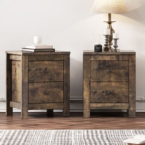 NicBex Farmhouse Wooden Nightstand Set of 2 Bedside Table with Storage Cabinet Retro End Table for Bedroom, Living Room - 1 of 4