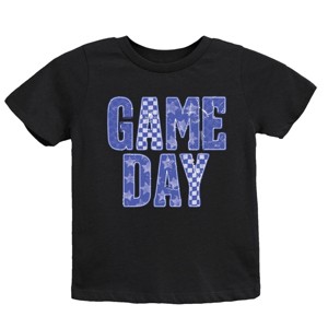 Game Day Blue Checkered - Kids Youth Short Sleeve Graphic T-Shirt and Toddler Short Sleeve Graphic T-Shirt - 1 of 3