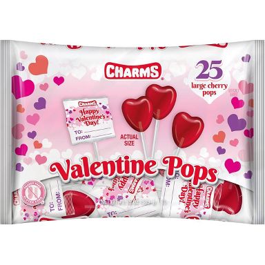 Charms Valentine's Classroom Exchange Pops Candy - 13.75oz/25ct