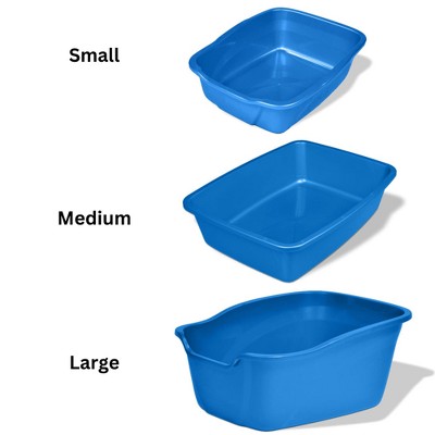 Large Blue High-Sided Plastic Cat Litter Pan